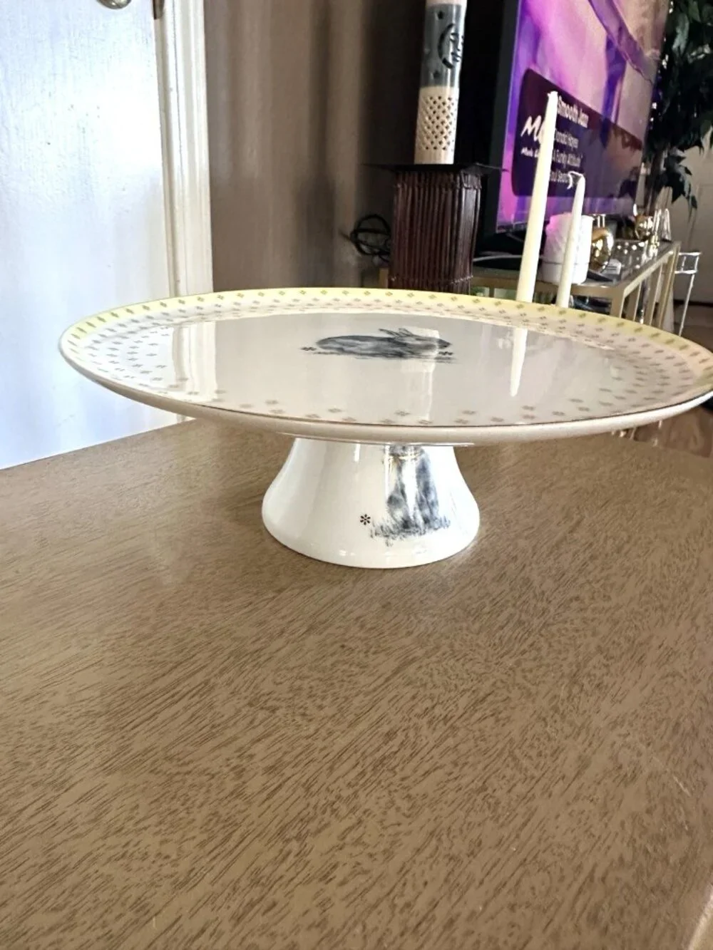 Spode Meadow Lane Rabbit Pedestal Cake Stand 12.5
